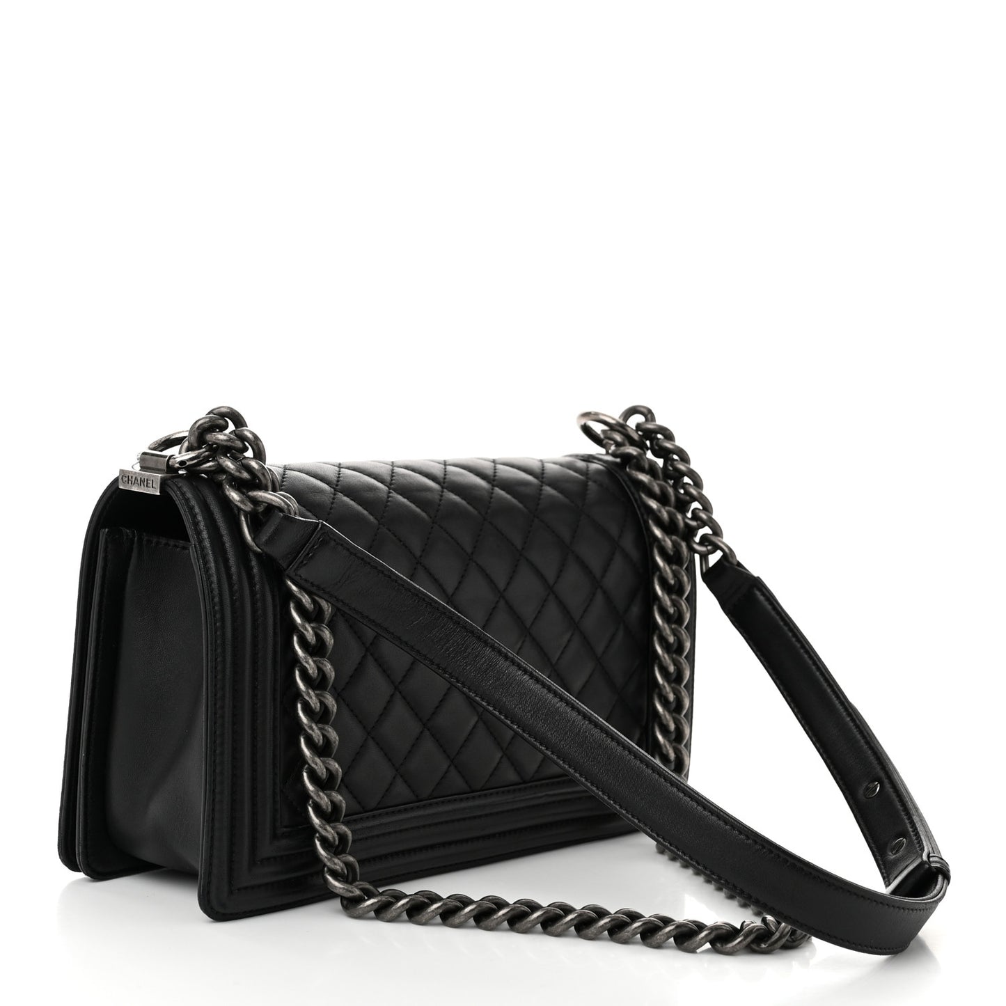 Lambskin Quilted Medium Boy Flap Black