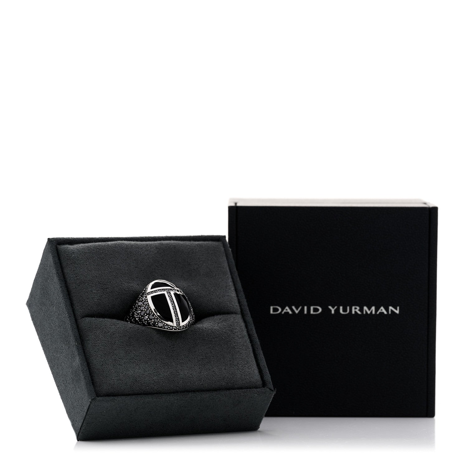 David Yurman Sterling Silver Black Diamond Black Onyx Cairo Signet Ring 70 13 6 of 6