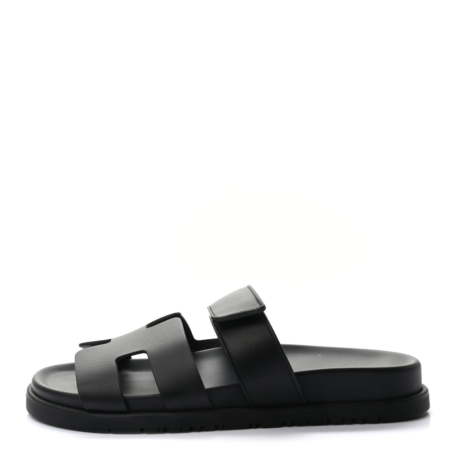 Hermes Calfskin Womens Chypre Sandals 37 Black 1 of 8