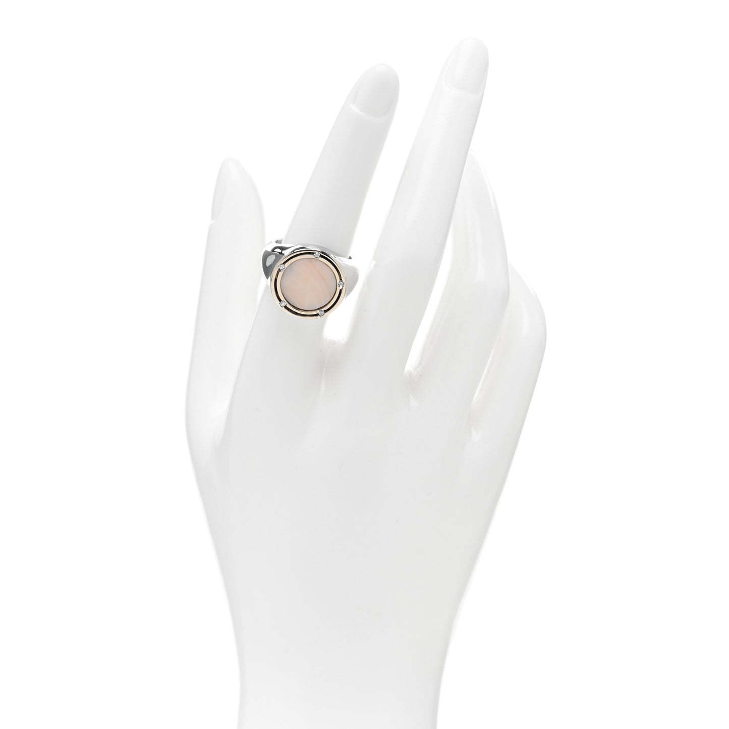 X BRAD PITT 18K White Gold Diamond Coral D.Side Ring 55 7.25