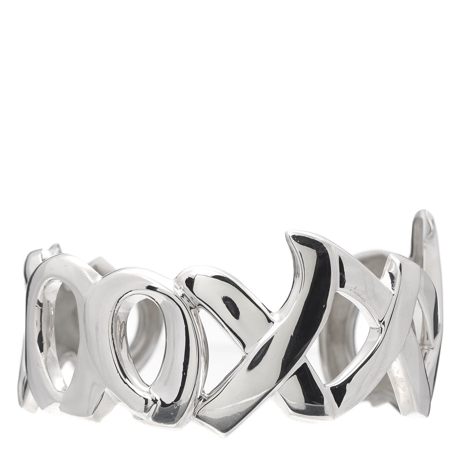 Tiffany Sterling Silver Paloma's Graffiti Love & Kisses Cuff Bracelet 1 of 4