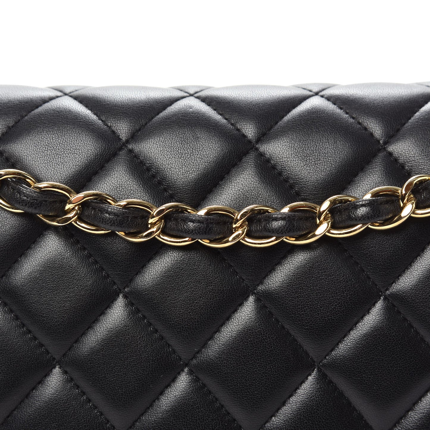 Lambskin Quilted Jumbo Double Flap Black