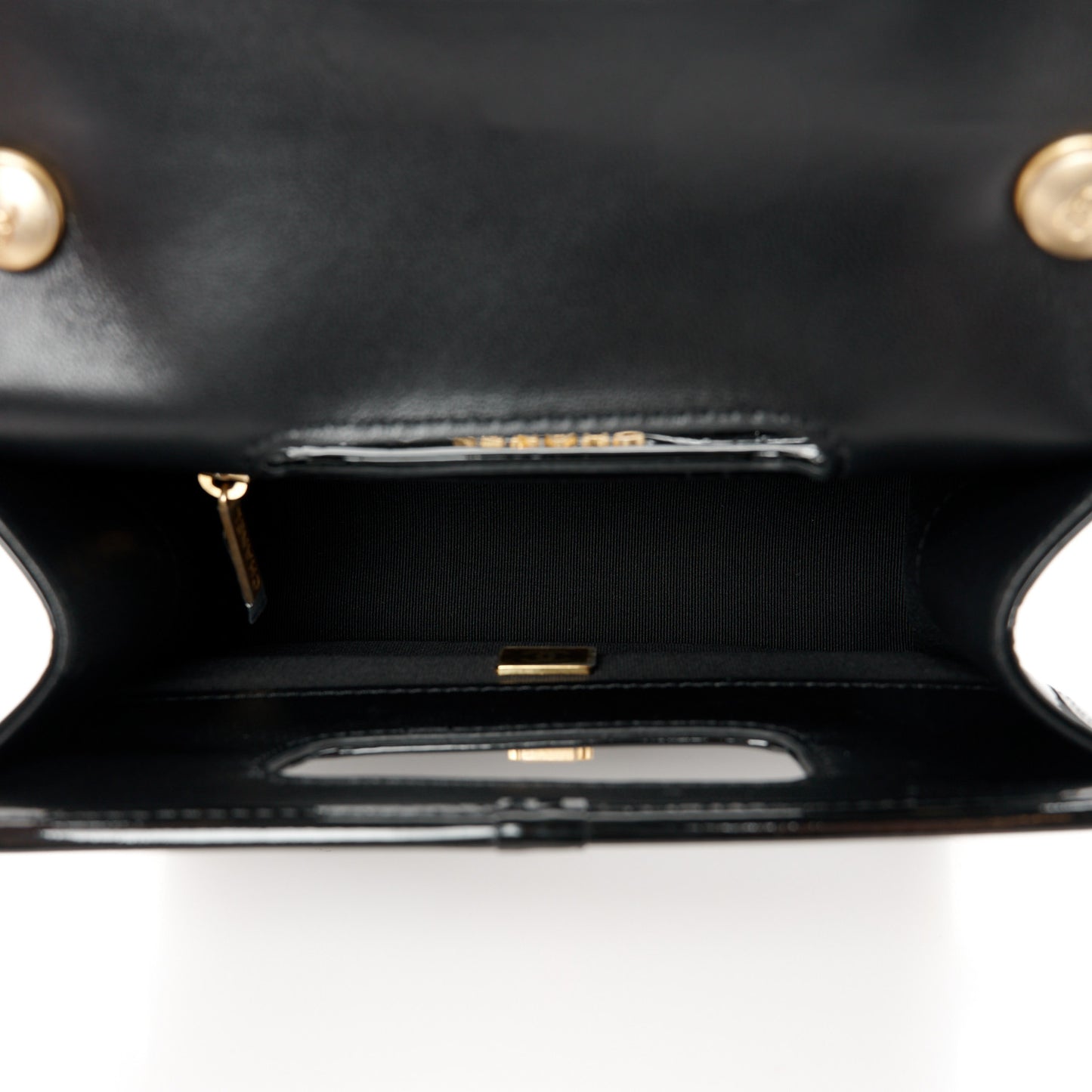 Patent Quilted Mini Graphic Catch Flap Black
