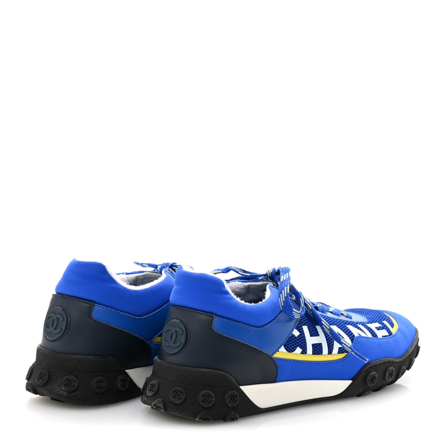 Calfskin Mesh Lycra Womens Logo Sneakers 38 Royal Blue
