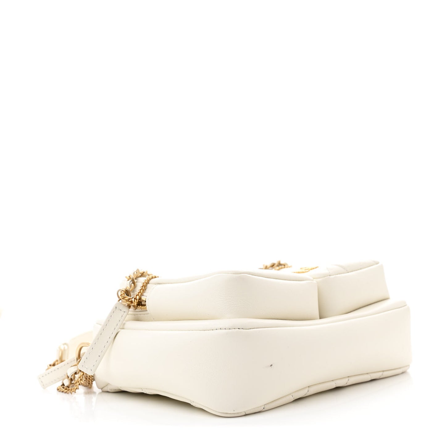 Calfskin Quilted Small Camera Case White