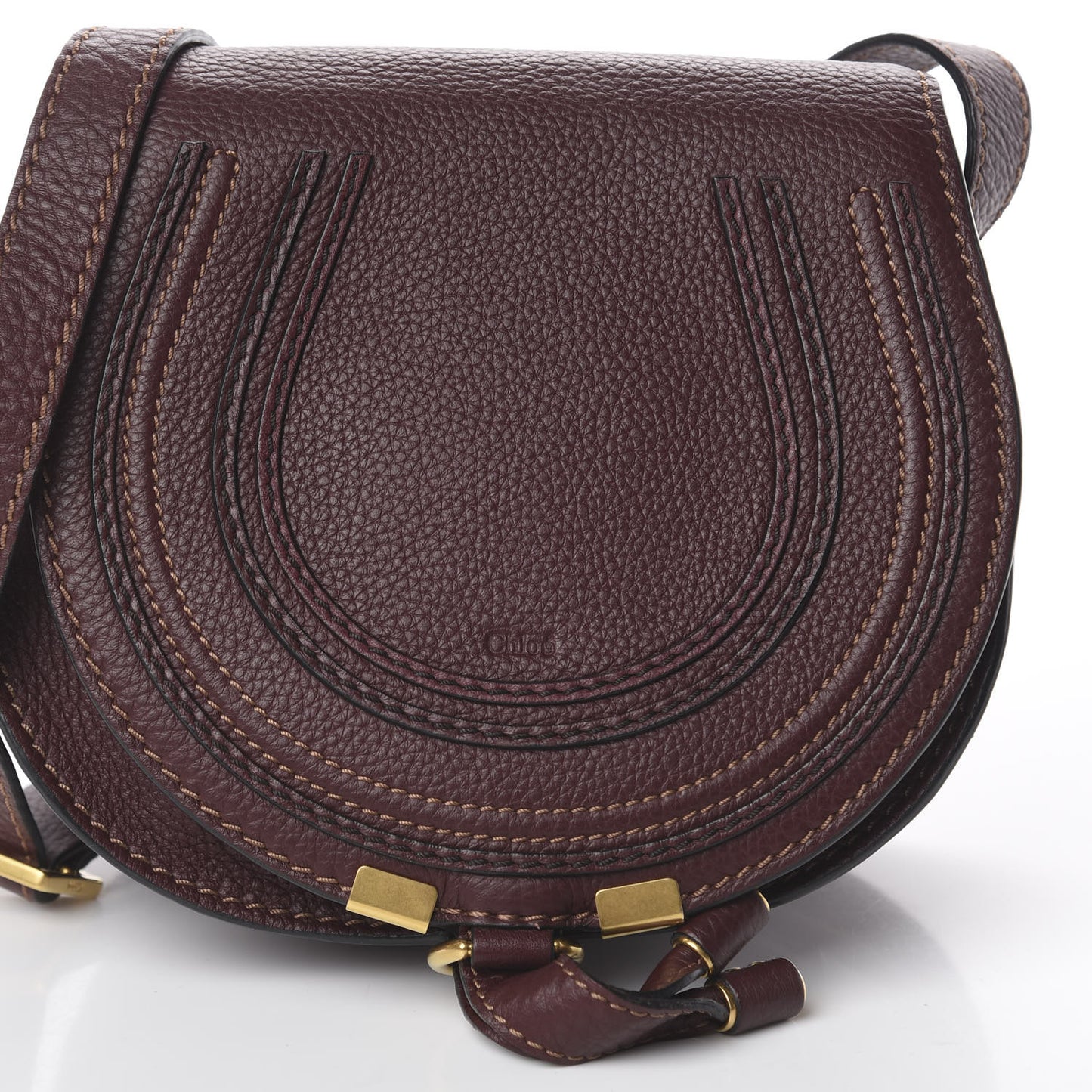 Calfskin Mini Marcie Round Crossbody Bag Dark Velvet