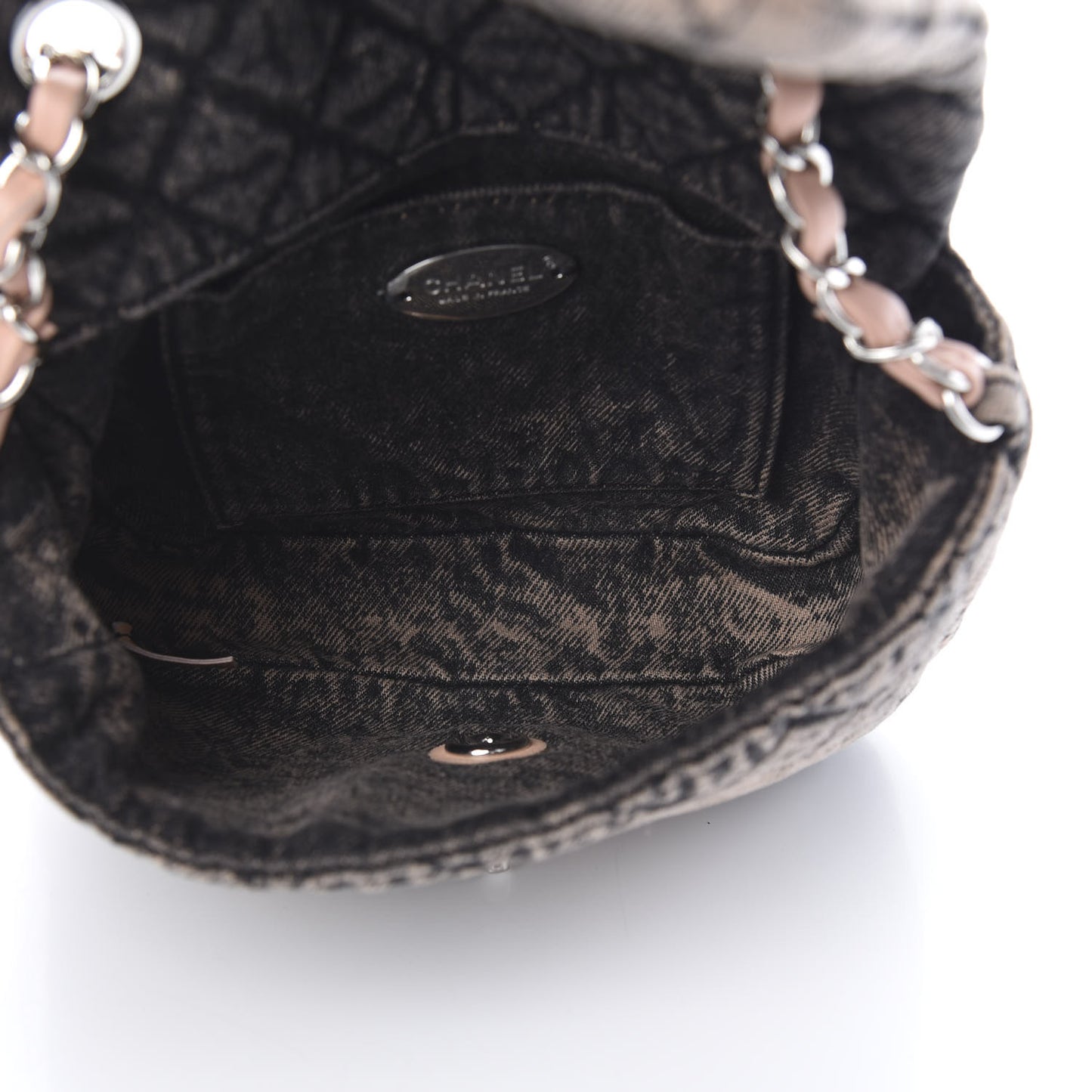 Washed Denim Quilted Small Denimpression Flap Rose Clair