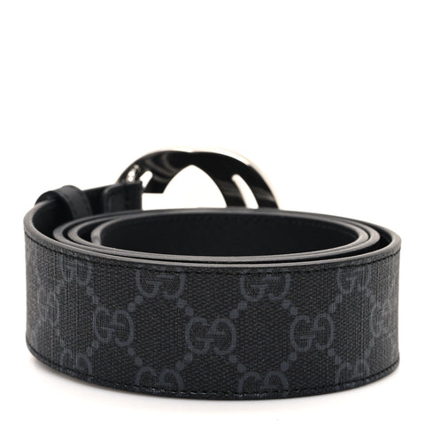 GG Supreme Monogram Selleria Calfskin Interlocking G 40mm Belt 95 38 Black Grey