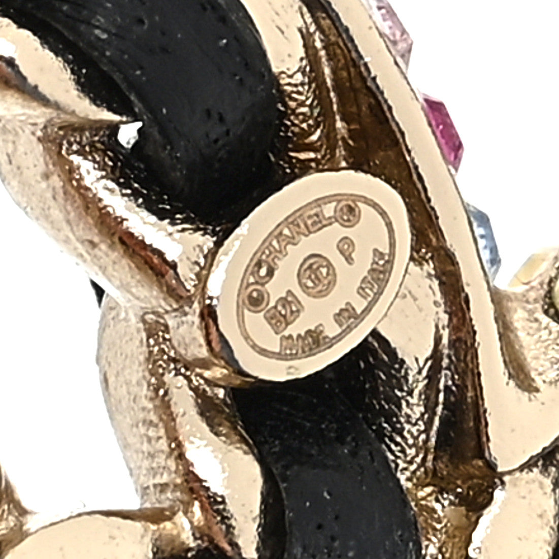 Lambskin Crystal CC Drop Earrings Gold Black Multicolor
