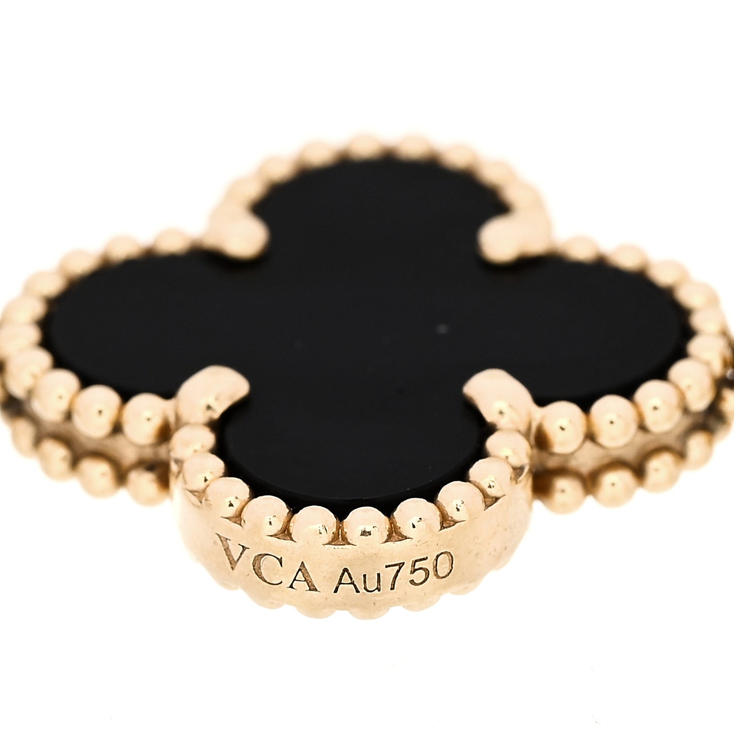 18K Yellow Gold Black Onyx 5 Motifs Vintage Alhambra Bracelet