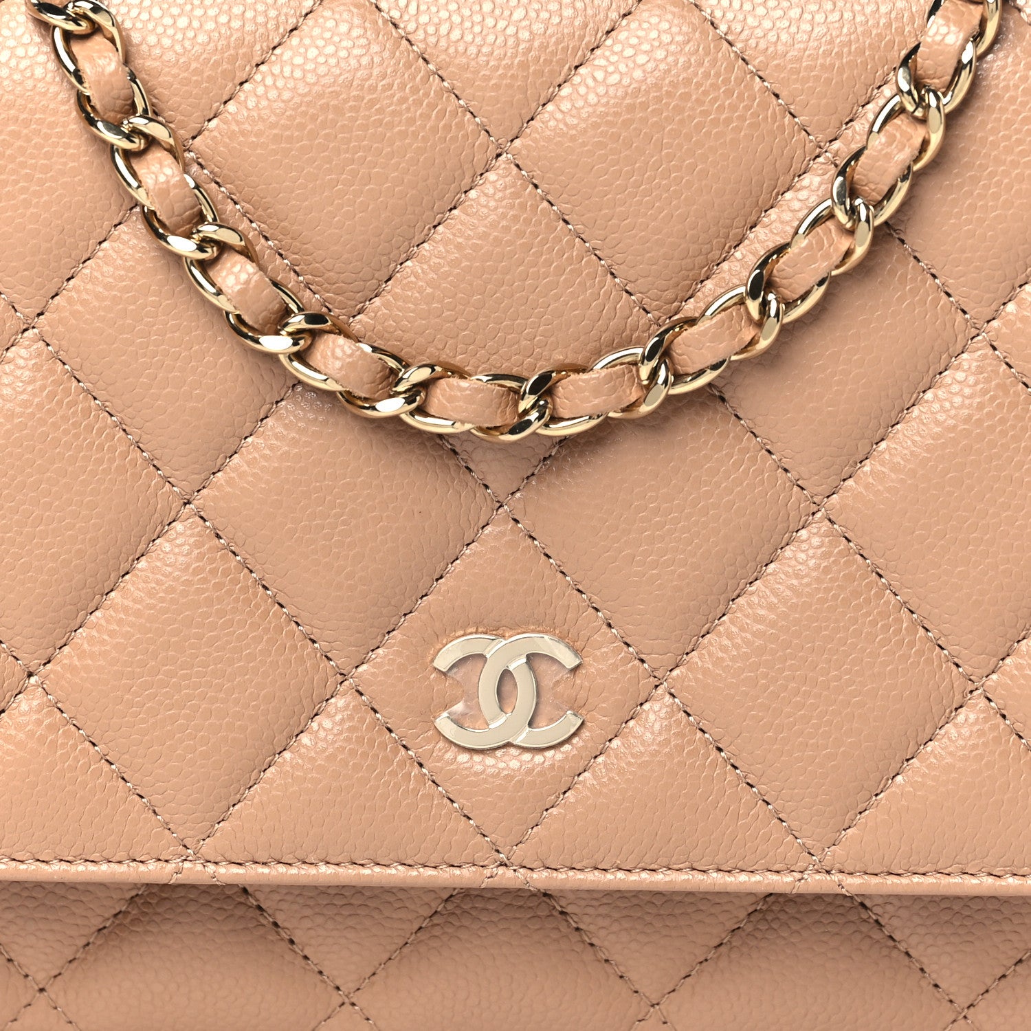 Chanel Caviar Quilted Wallet on Chain WOC Dark Beige 9 of 12