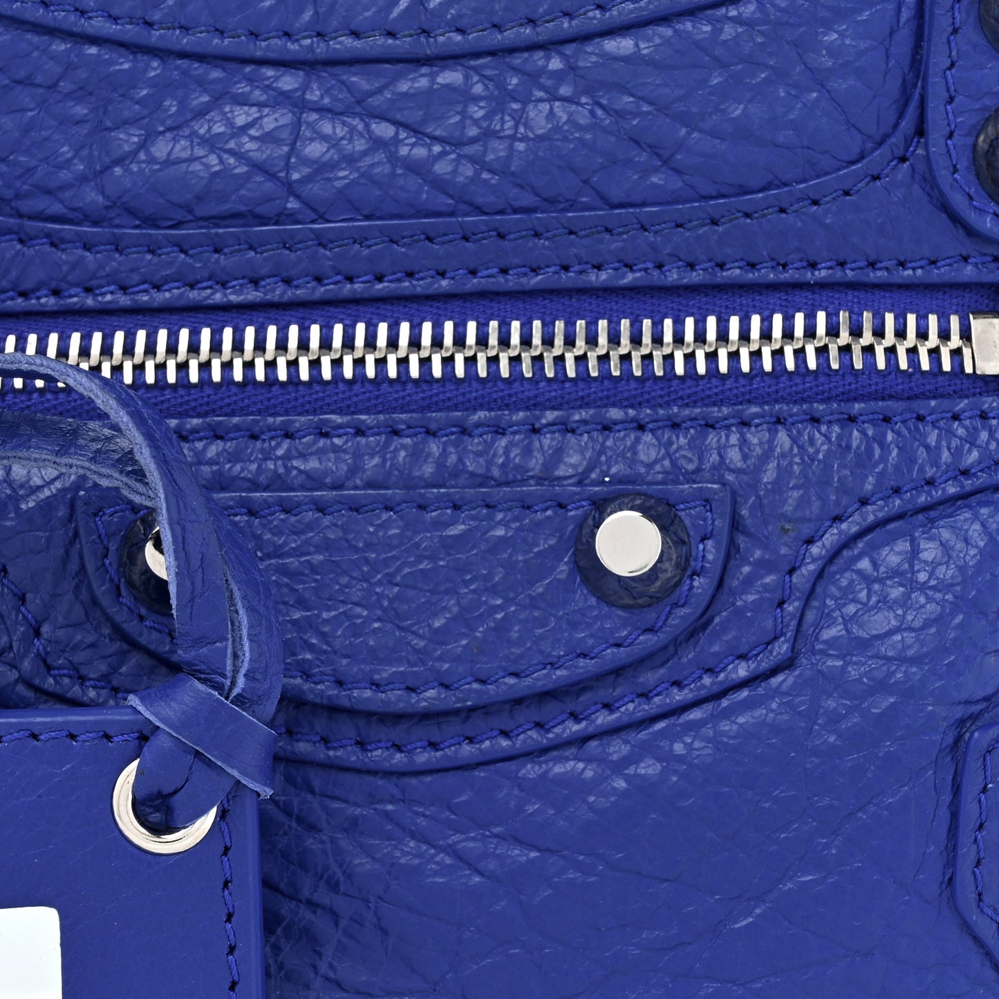 Agneau Classic Silver Hardware Mini City Logo Strap Bleu Electric Black