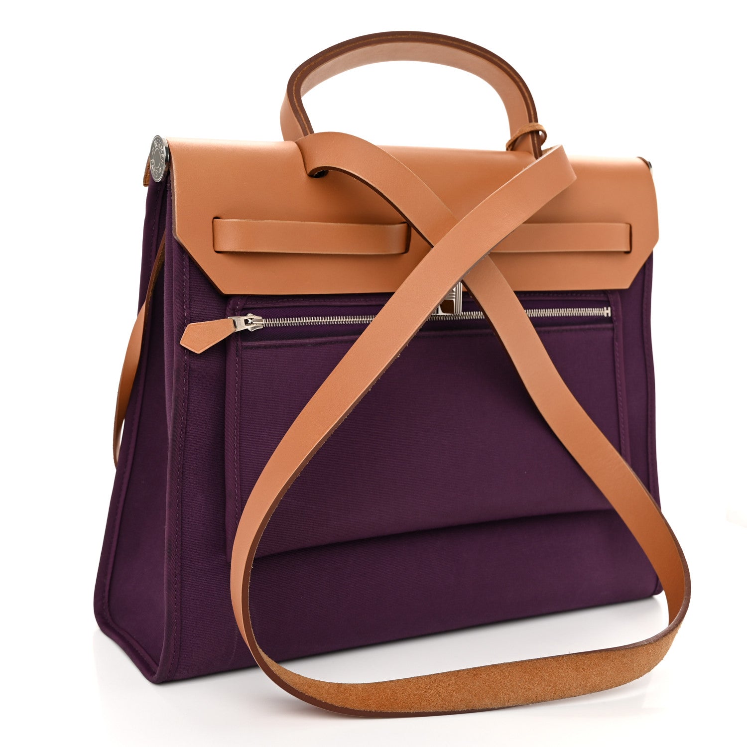 Hermes Toile Vache Hunter Herbag Zip 31 PM Cassis Fauve 4 of 12