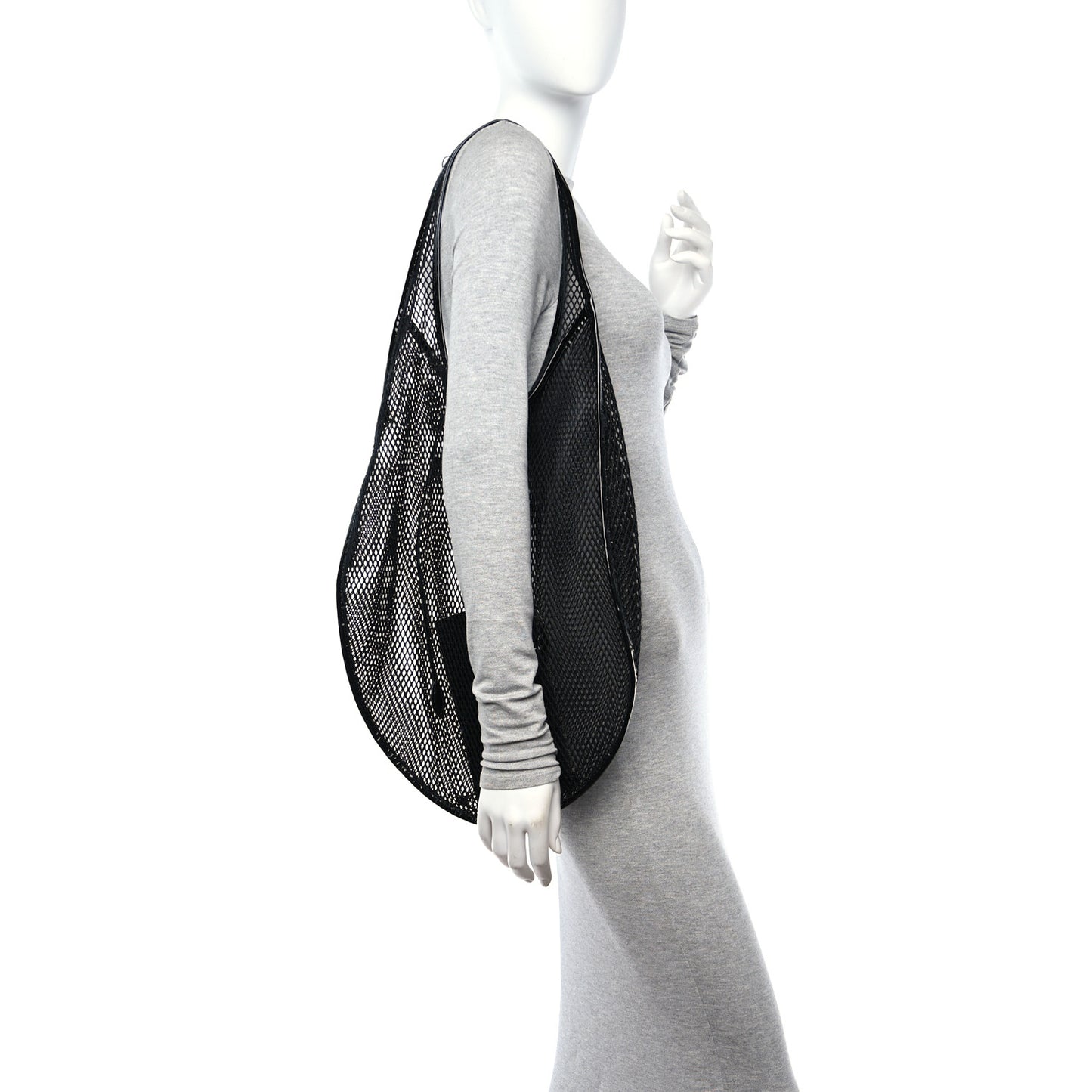 Fishnet Patent Calfskin XL One Piece Bag Black
