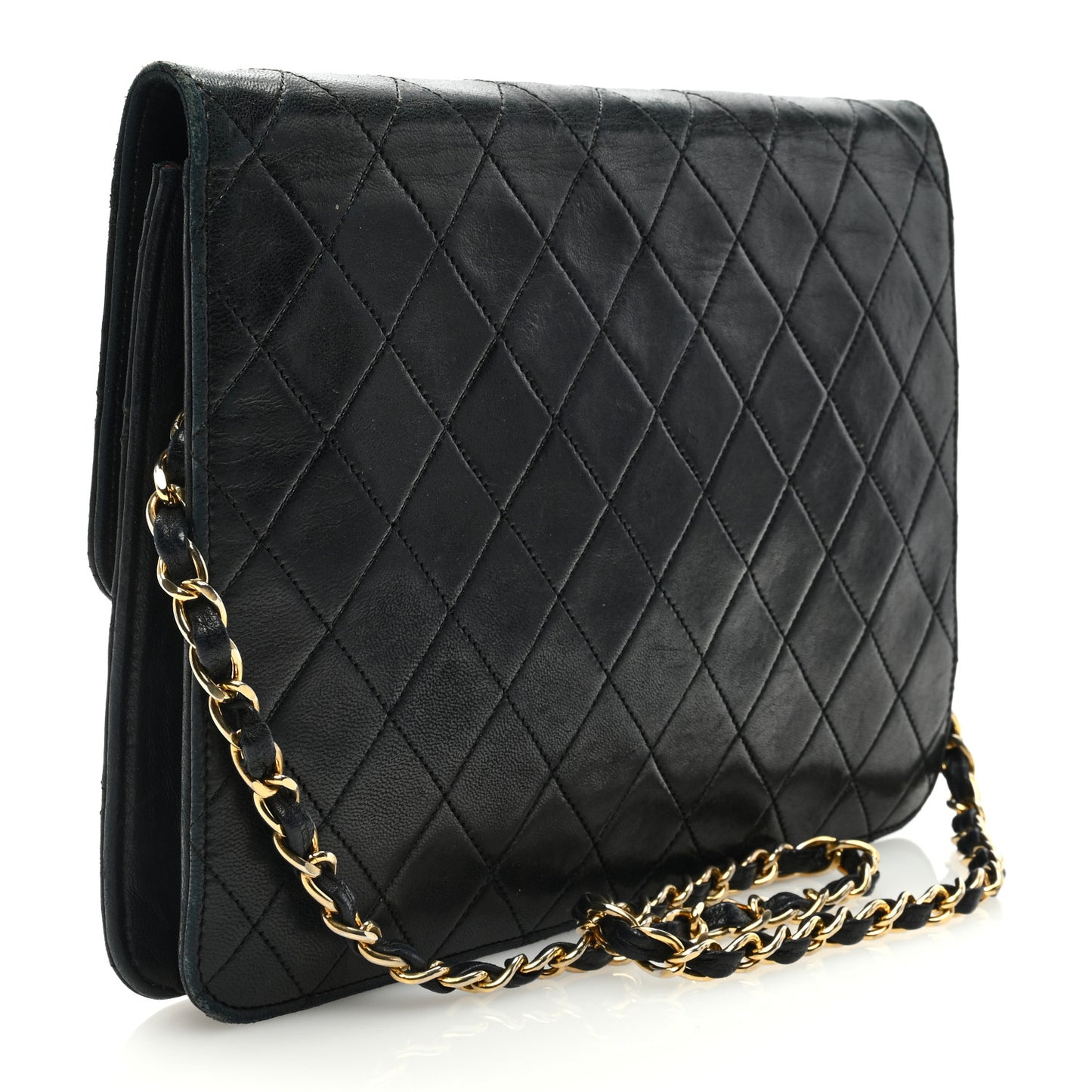 Lambskin Quilted Small Single Flap Black