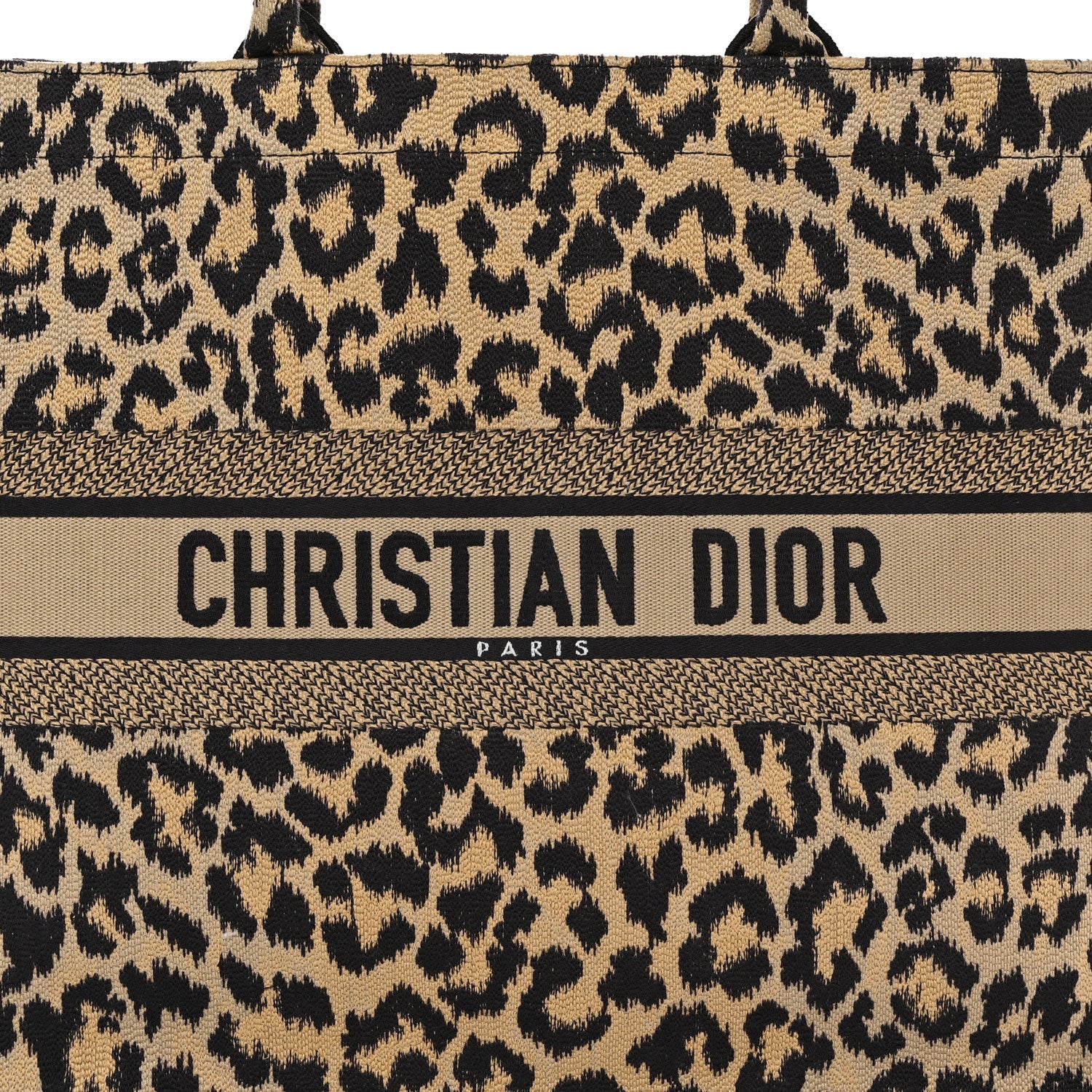 Christian Dior Canvas Mizza Embroidered Large Leopard Book Tote Beige 8 of 12