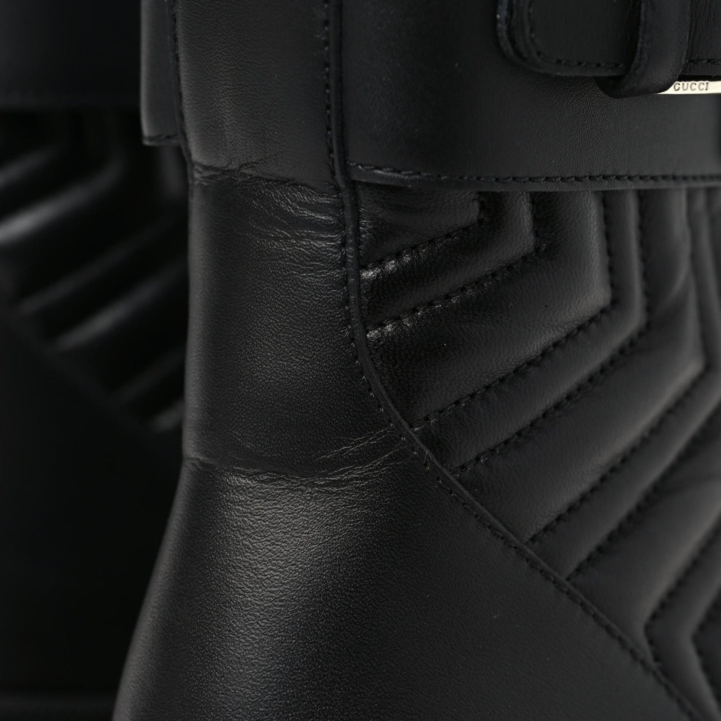 Nappa Frances GG Matelasse Platform Combat Boots 39 Black