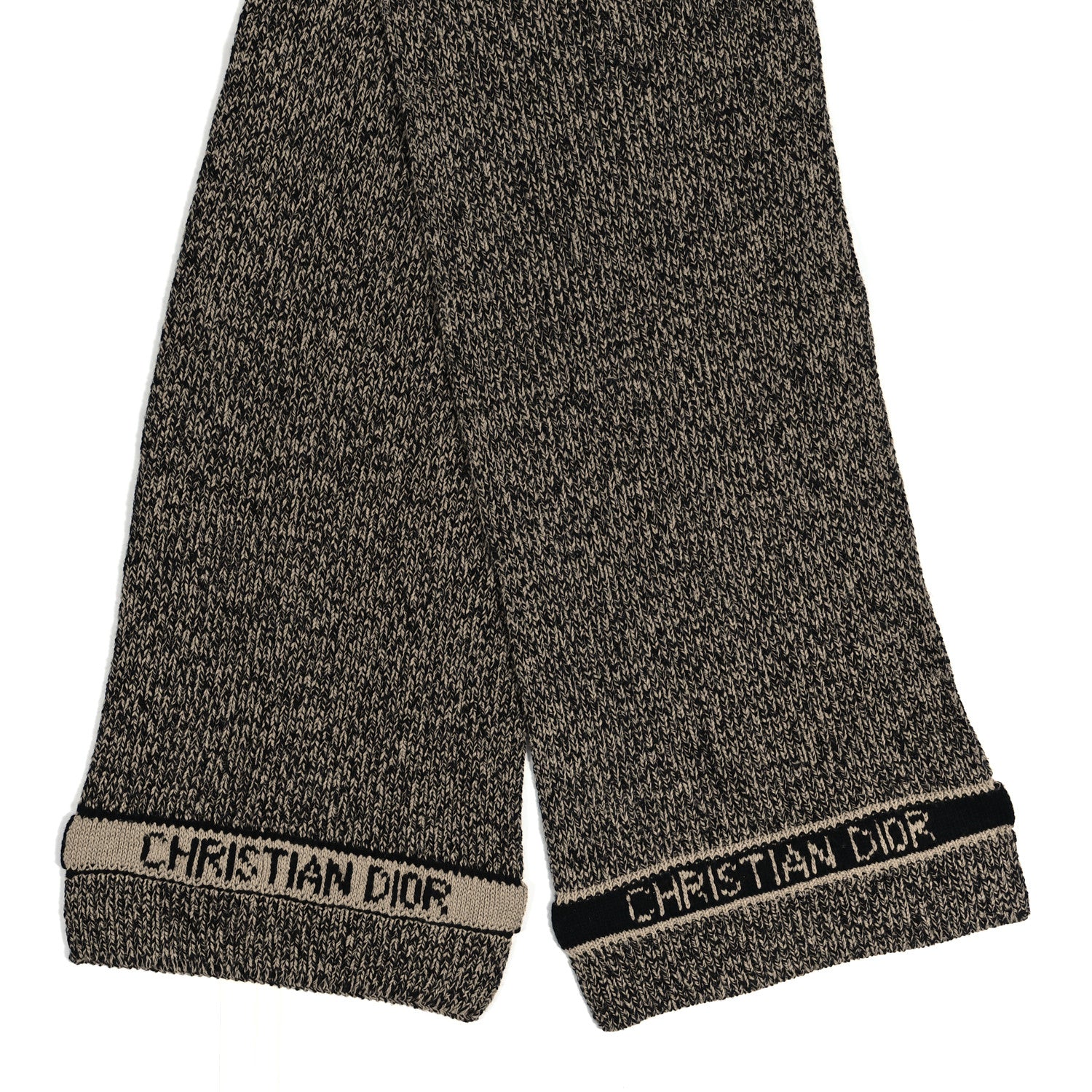 Christian Dior Wool Cashmere Logo Scarf Beige Black 2 of 4
