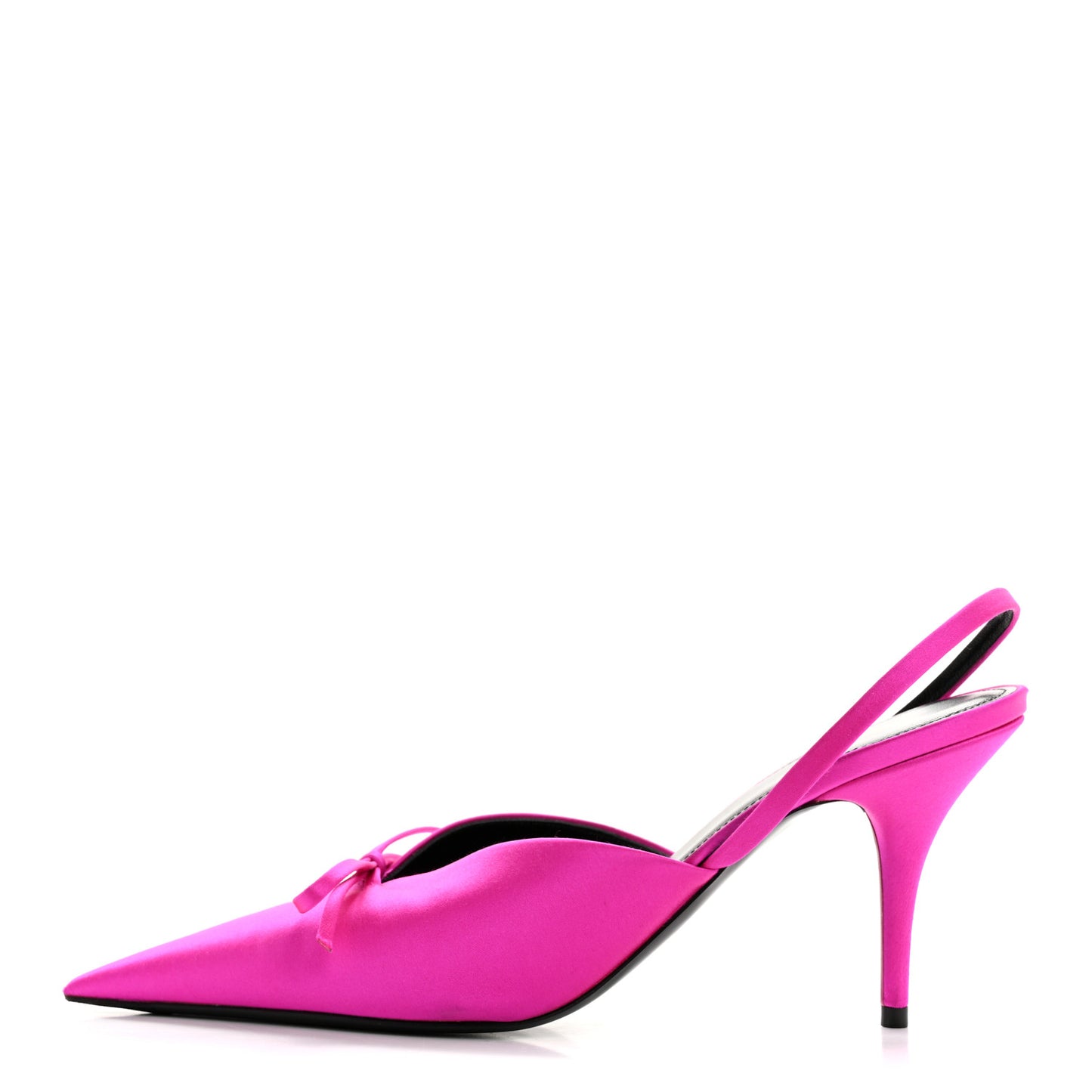 Satin Pointed Toe Knife Slingback Mules 38.5 Rose Fuchsia