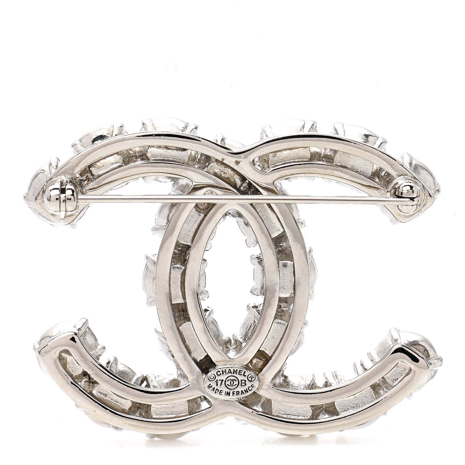Chanel Crystal Pearl CC Dazzling Domino Brooch Black 3 of 4
