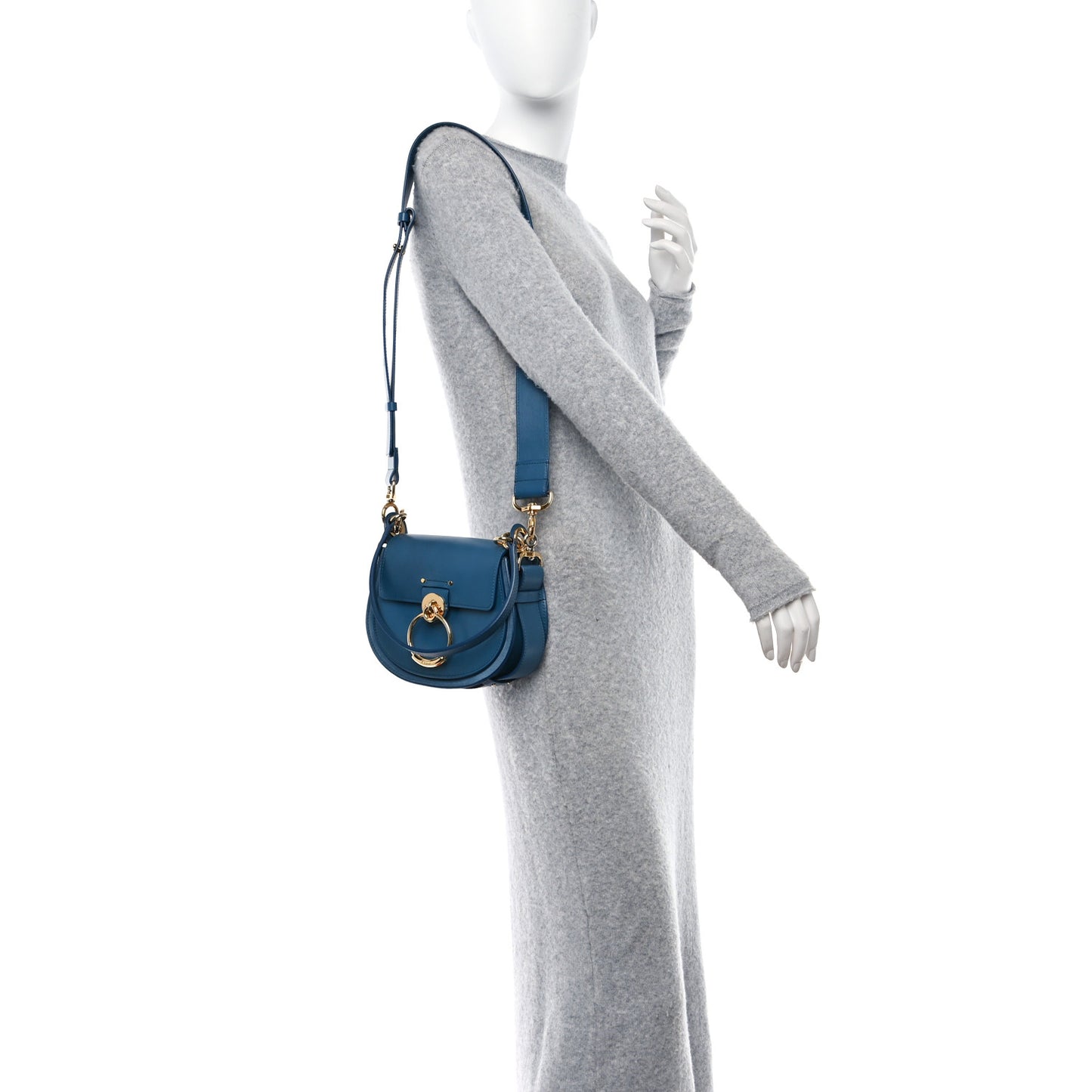 Calfskin Suede Small Tess Bag Vinyl Blue
