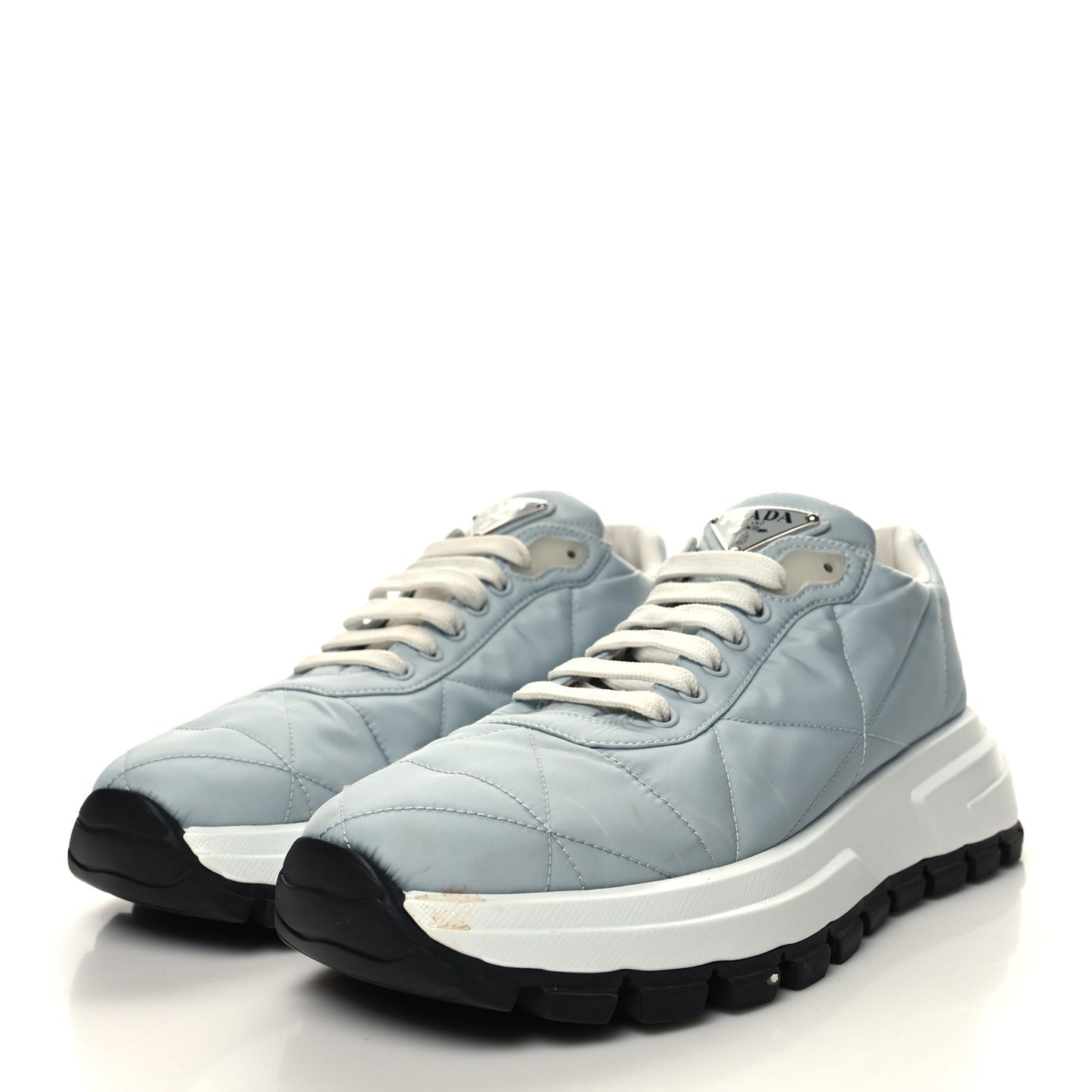 Re-Nylon Piuma Metal Triangle Logo Quilted 45mm Sneakers 39.5 Fiordaliso