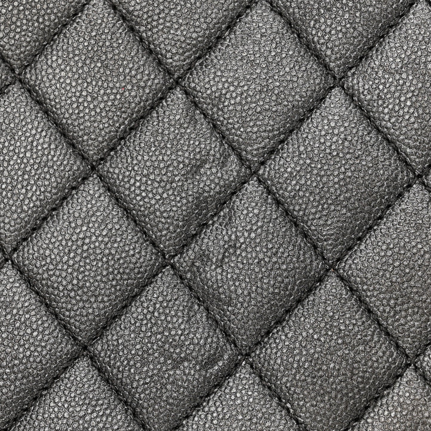 Metallic Caviar Quilted Medium CC Filigree Vanity Case Dark Silver