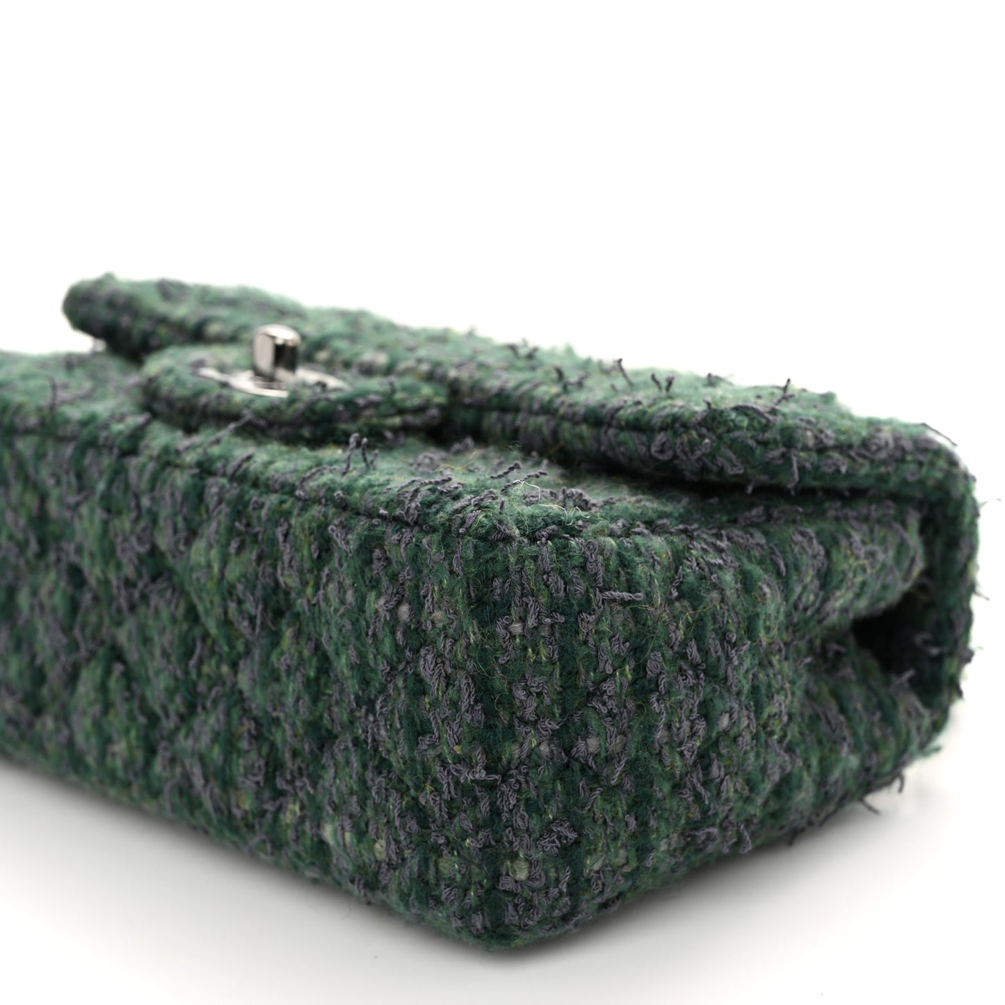 Wool Tweed Quilted Mini Rectangular Flap Green