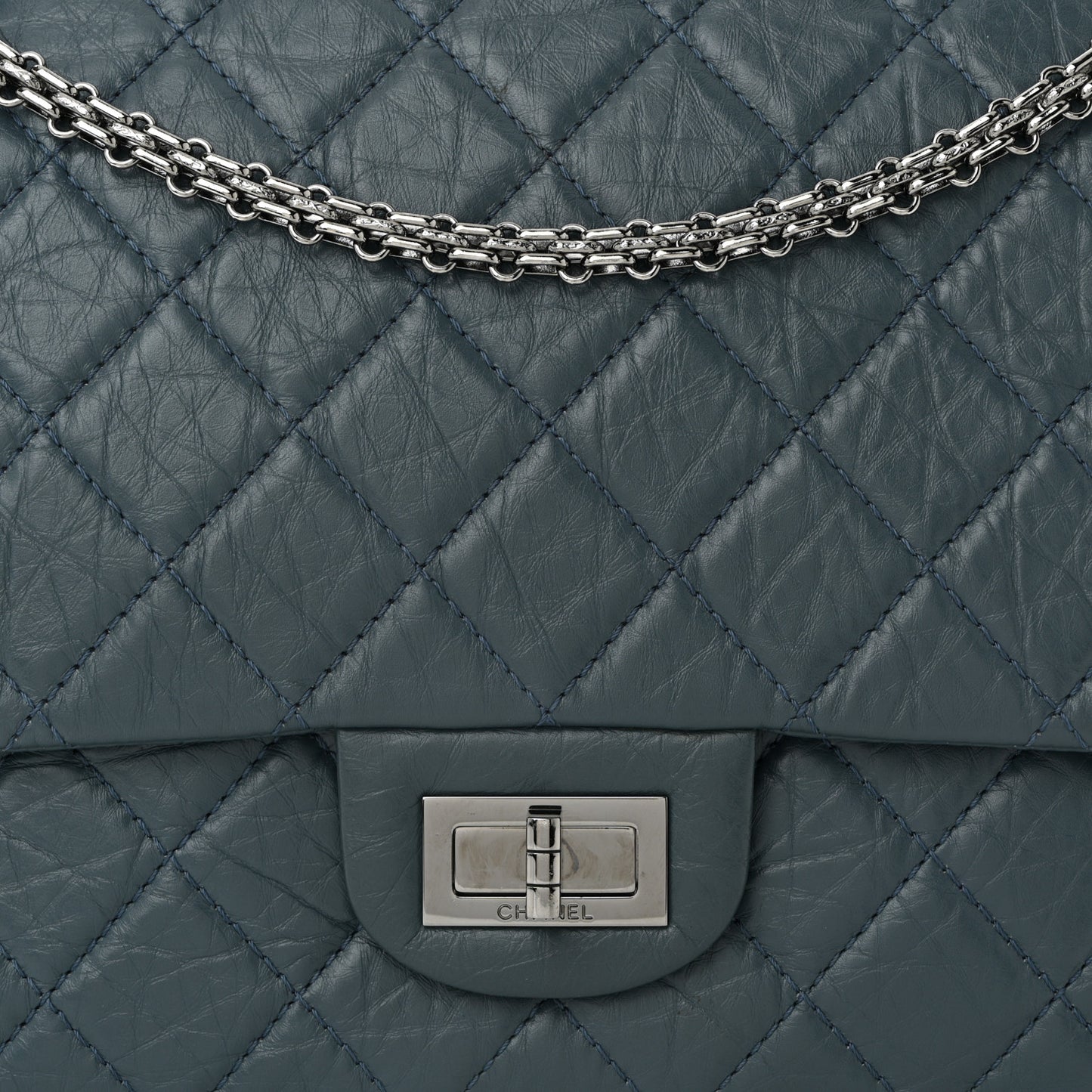 Aged Calfskin Quilted 2.55 Reissue 226 Flap Dark Blue