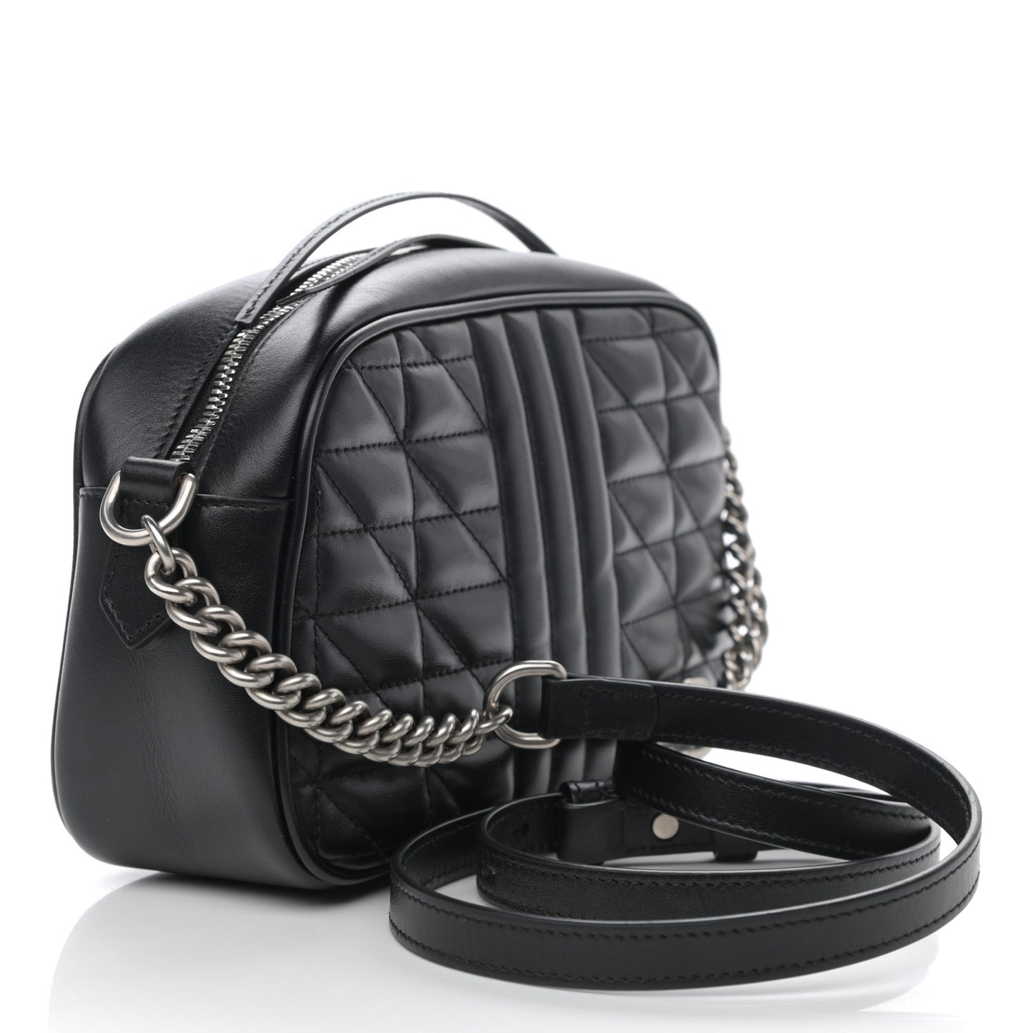 Calfskin Matelasse Aria Small GG Marmont Chain Shoulder Bag Black