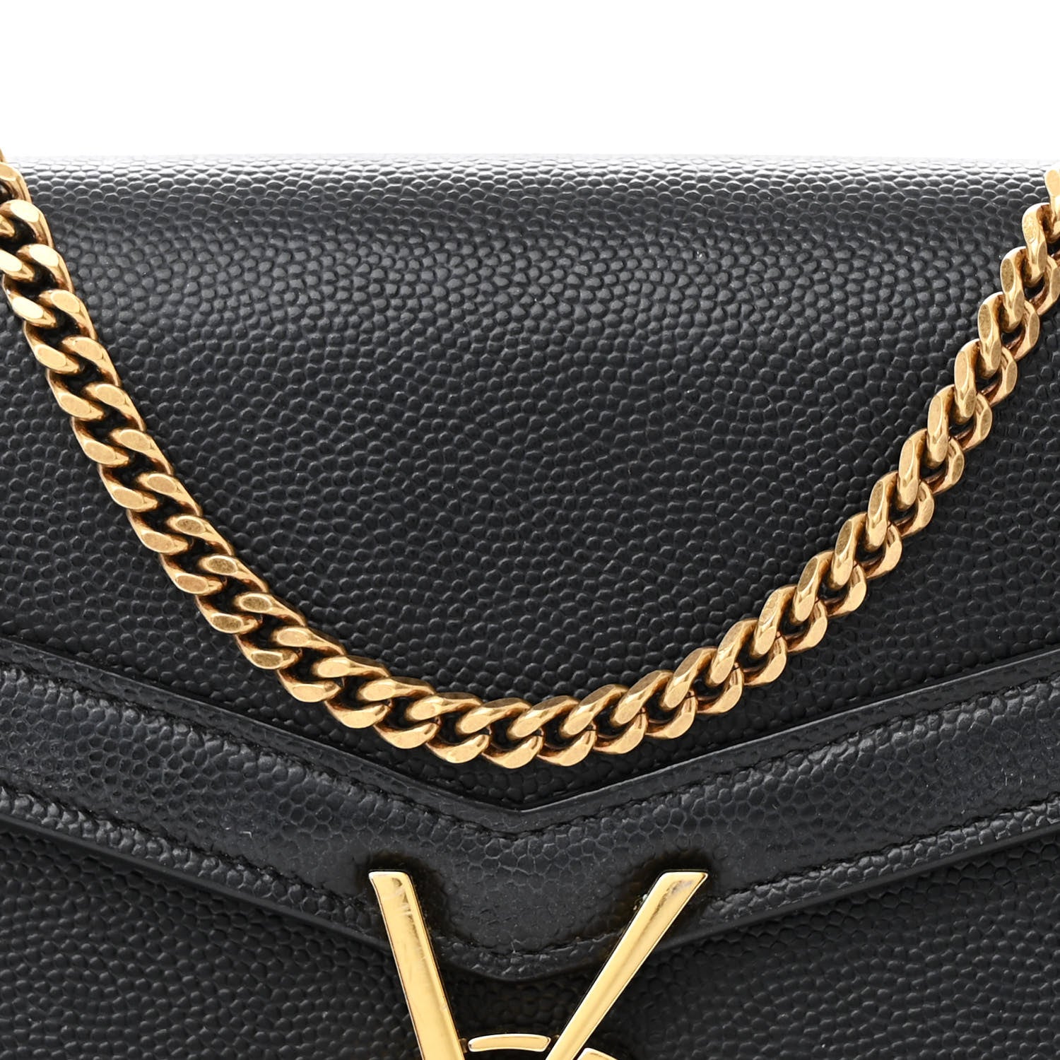 Saint Laurent Grain De Poudre Monogram Cassandra Chain Wallet Black 8 of 14