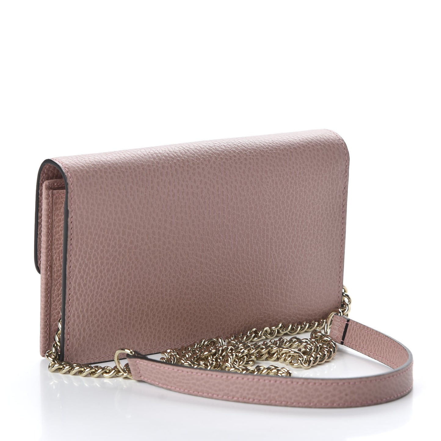 Dollar Calfskin Interlocking G Chain Wallet Soft Pink