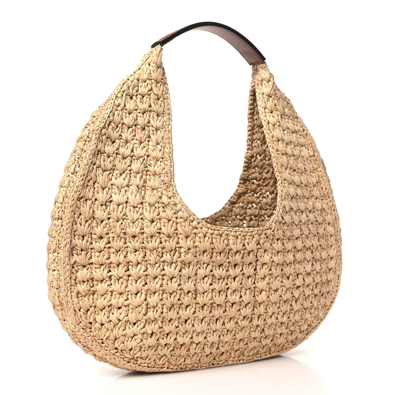 Celine Raffia Calfskin Triomphe Panier Hobo Bag Natural Tan 3 of 10