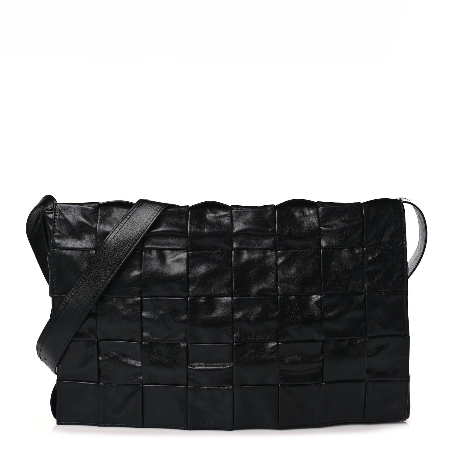 Bottega Veneta Paper Calfskin Maxi Intreccio Large Cassette Crossbody Bag Black 1 of 8