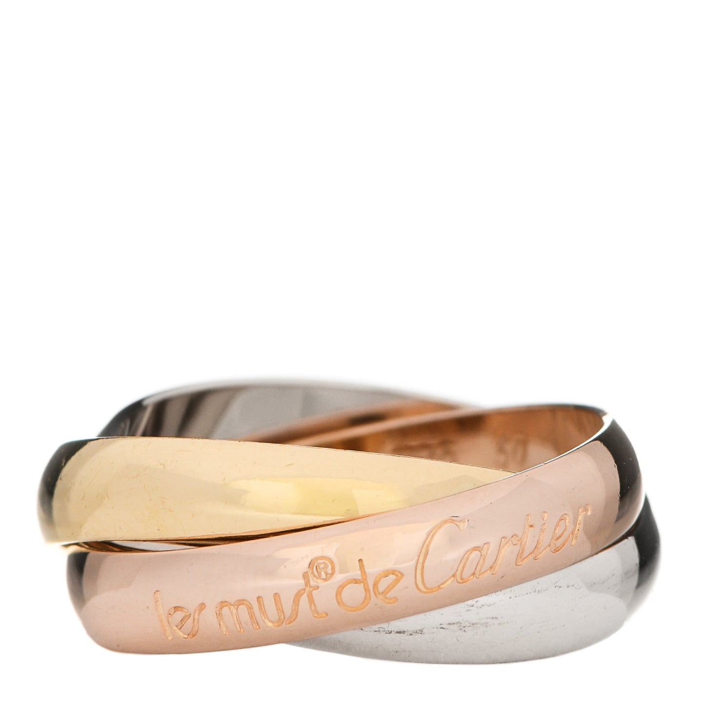 18K Pink Yellow White Gold Classic Les Must De Cartier Trinity Ring 50 5.25