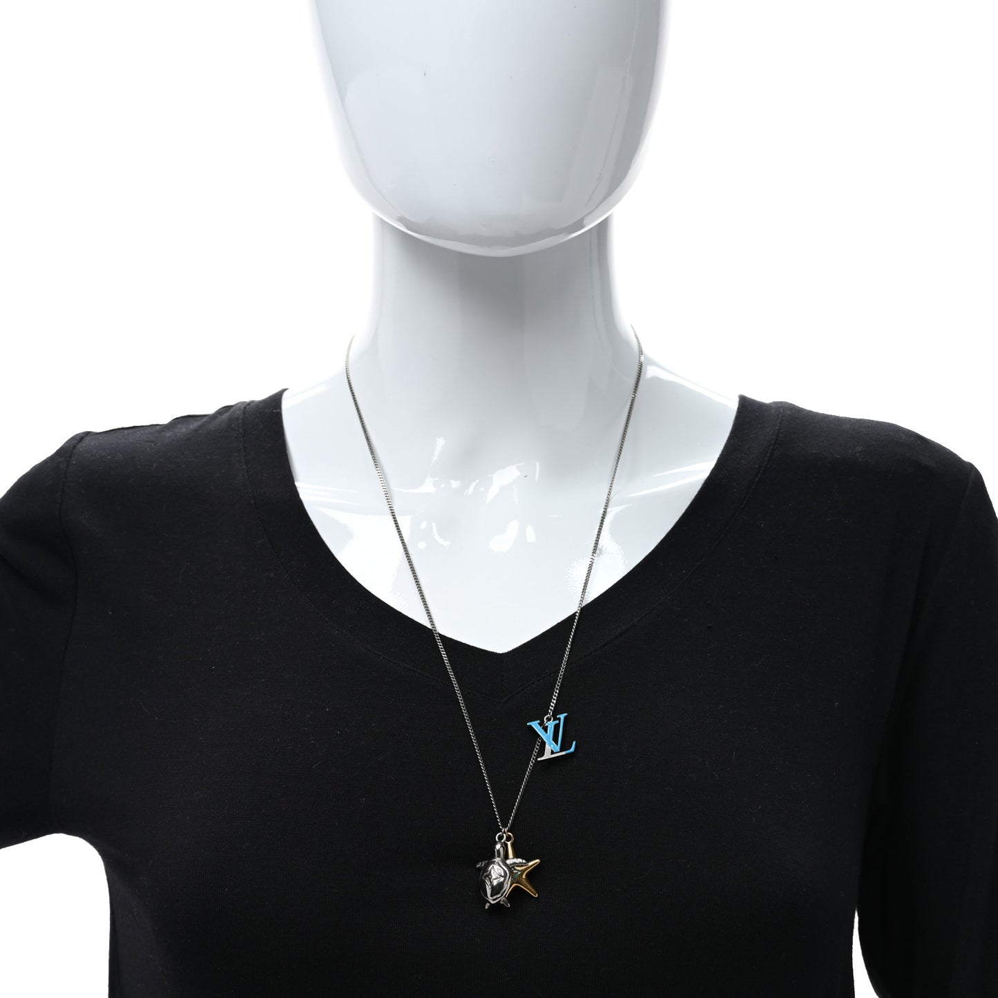 Lacquer Crystal Aquatics Necklace Silver