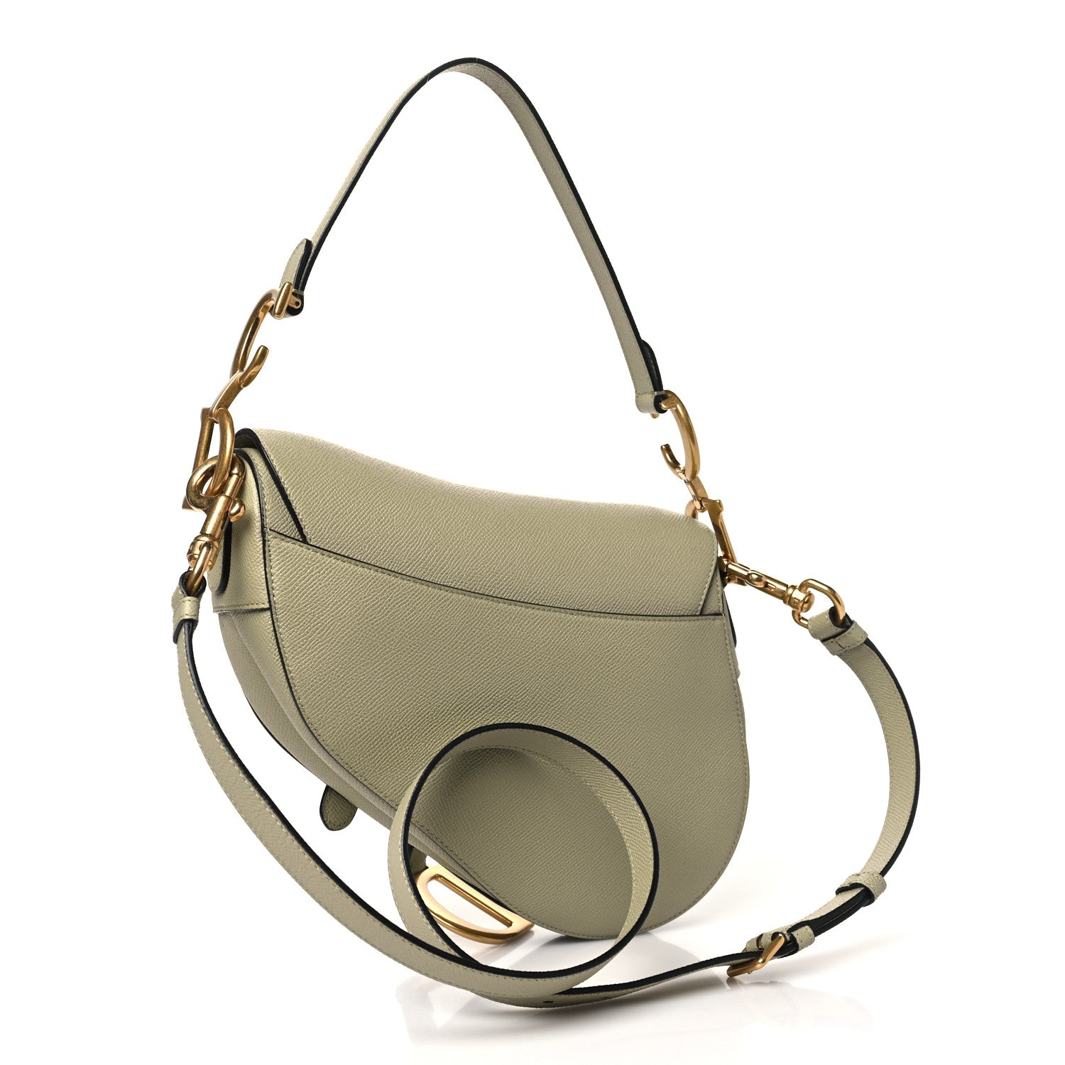 Christian Dior Grained Calfskin Saddle Bag With Strap Sage 3 of 10