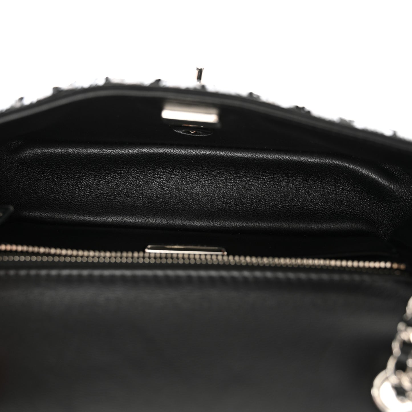 Sequin Houndstooth Small Flap Black White