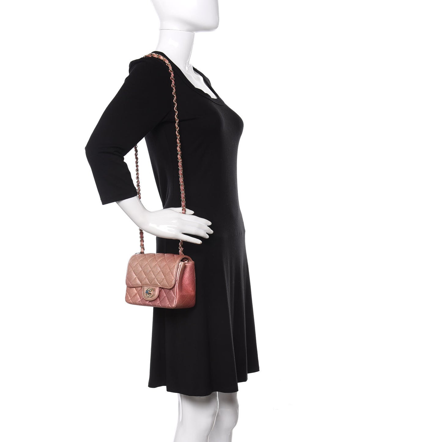 Metallic Lambskin Quilted Ombre Mini Square Flap Pink