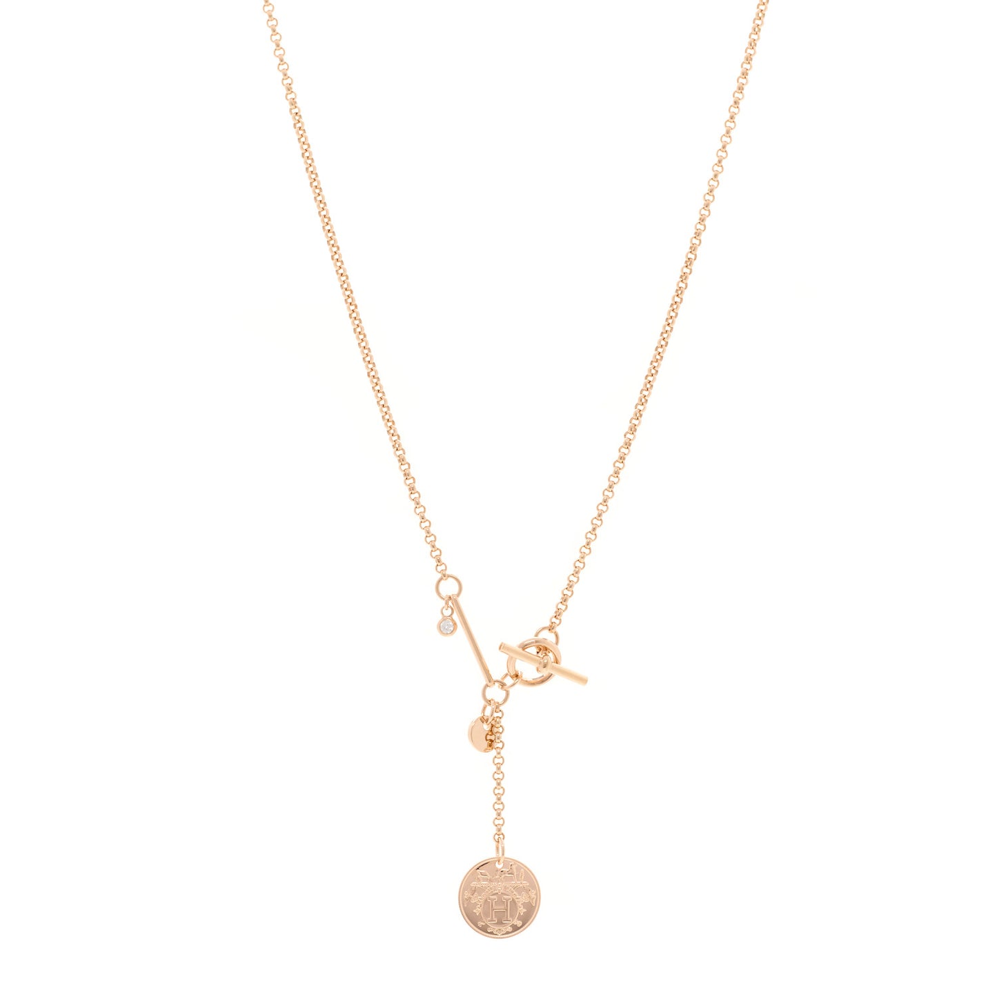 18K Rose Gold Diamond PM Ex-Libris Pendant Necklace
