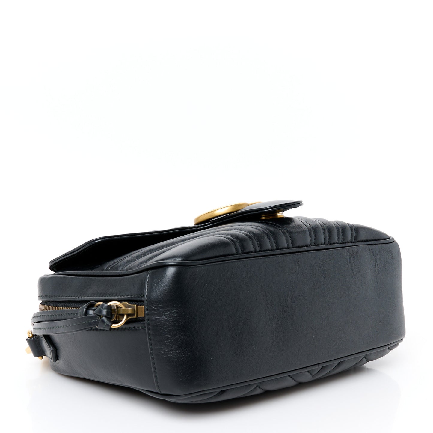 Calfskin Matelasse Sylvie Web Small GG Marmont Top Handle Shoulder Bag Black