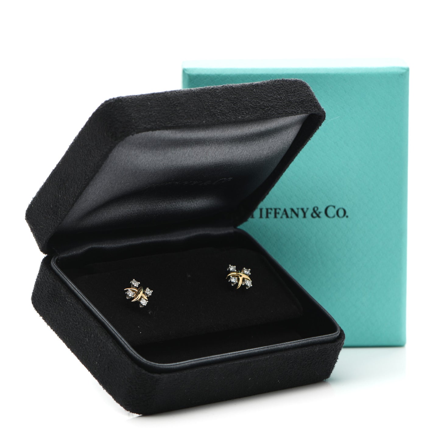Platinum 18K Yellow Gold Diamond Schlumberger Lynn Earrings