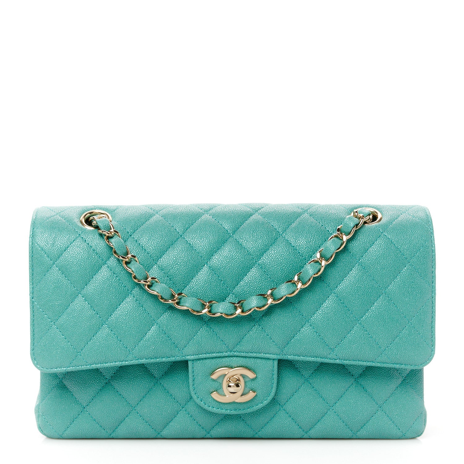 Chanel Iridescent Caviar Quilted Medium Double Flap Green 1 of 11