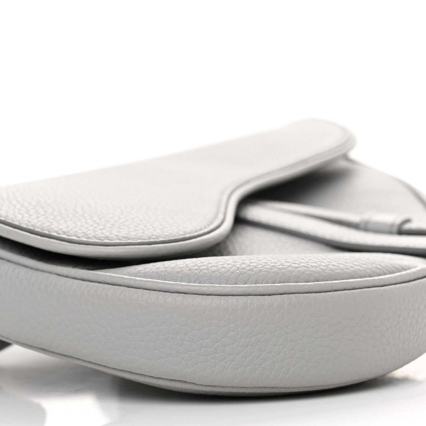 Grained Calfskin Mens Mini Saddle Bag Gray