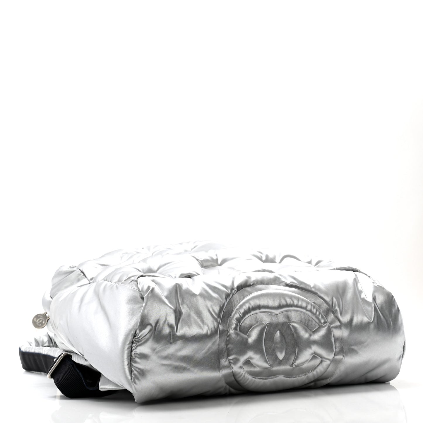 Nylon Embossed Small Doudoune Backpack Silver