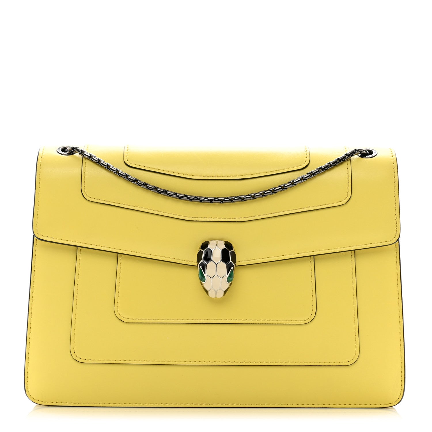 Bulgari Calfskin Serpenti Forever Shoulder Bag Yellow 1381494