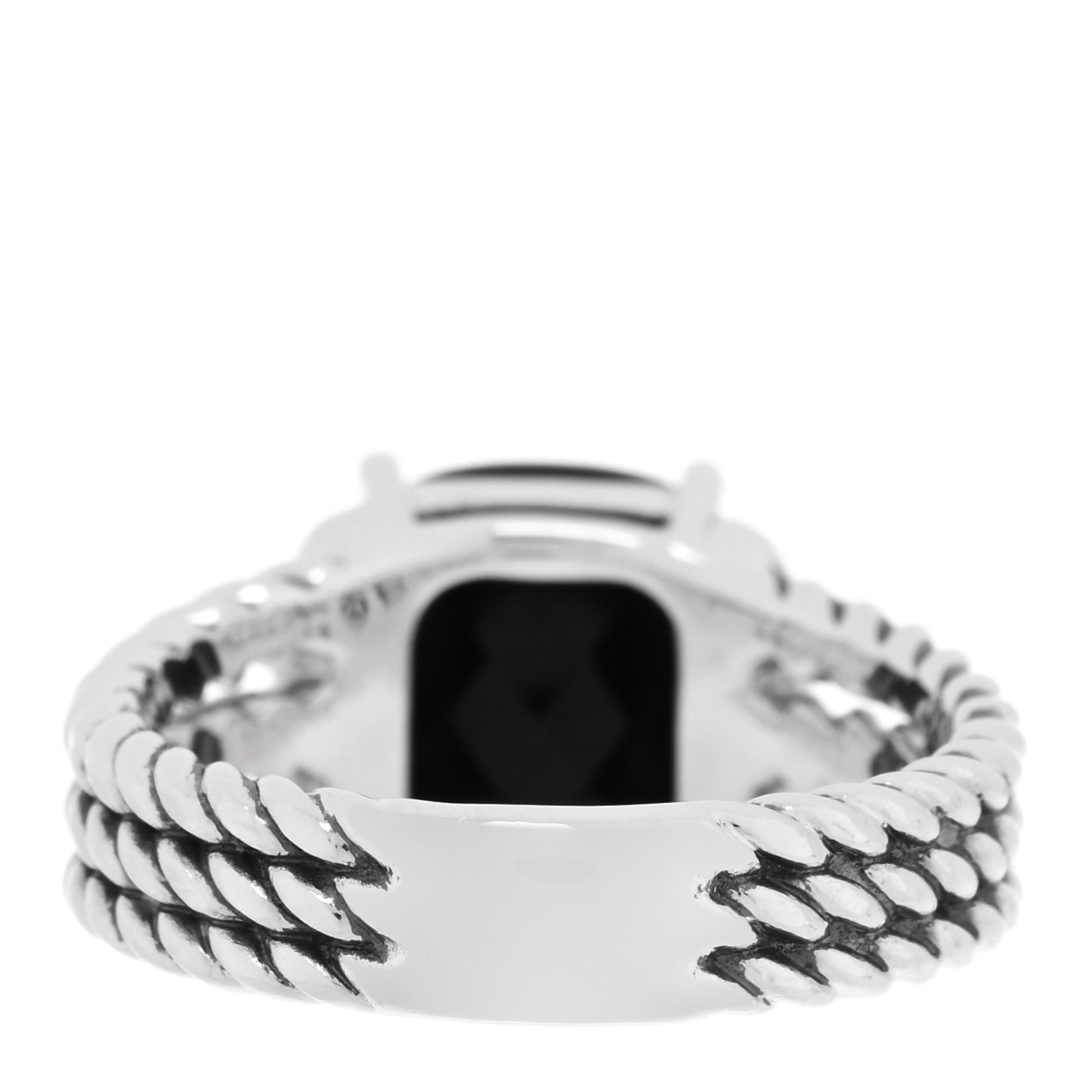 David Yurman Sterling Silver Diamond Black Onyx 10mm Petite Wheaton Ring 3 of 4