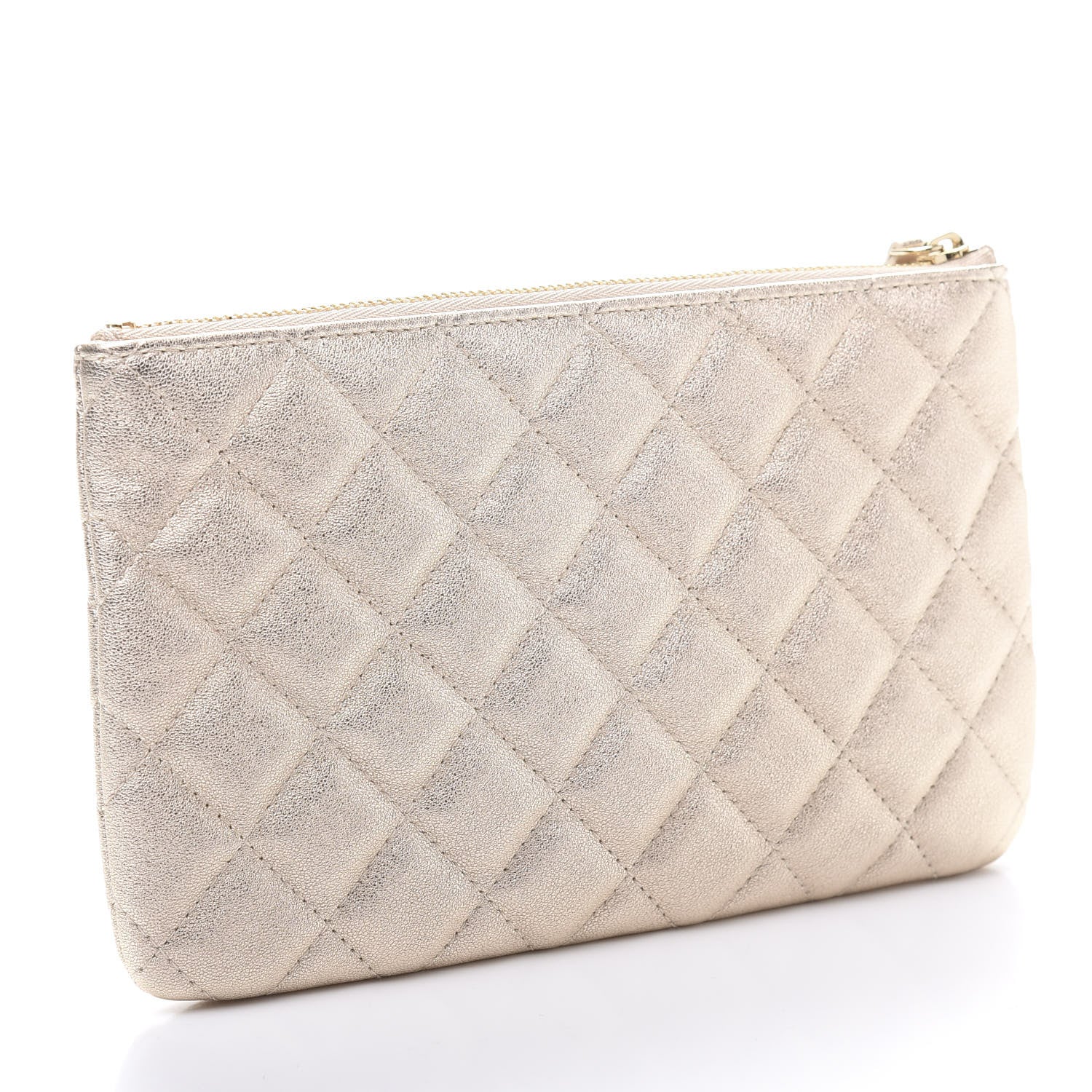 Chanel Metallic Lambskin Quilted Cosmetic Pouch Gold 3 of 9
