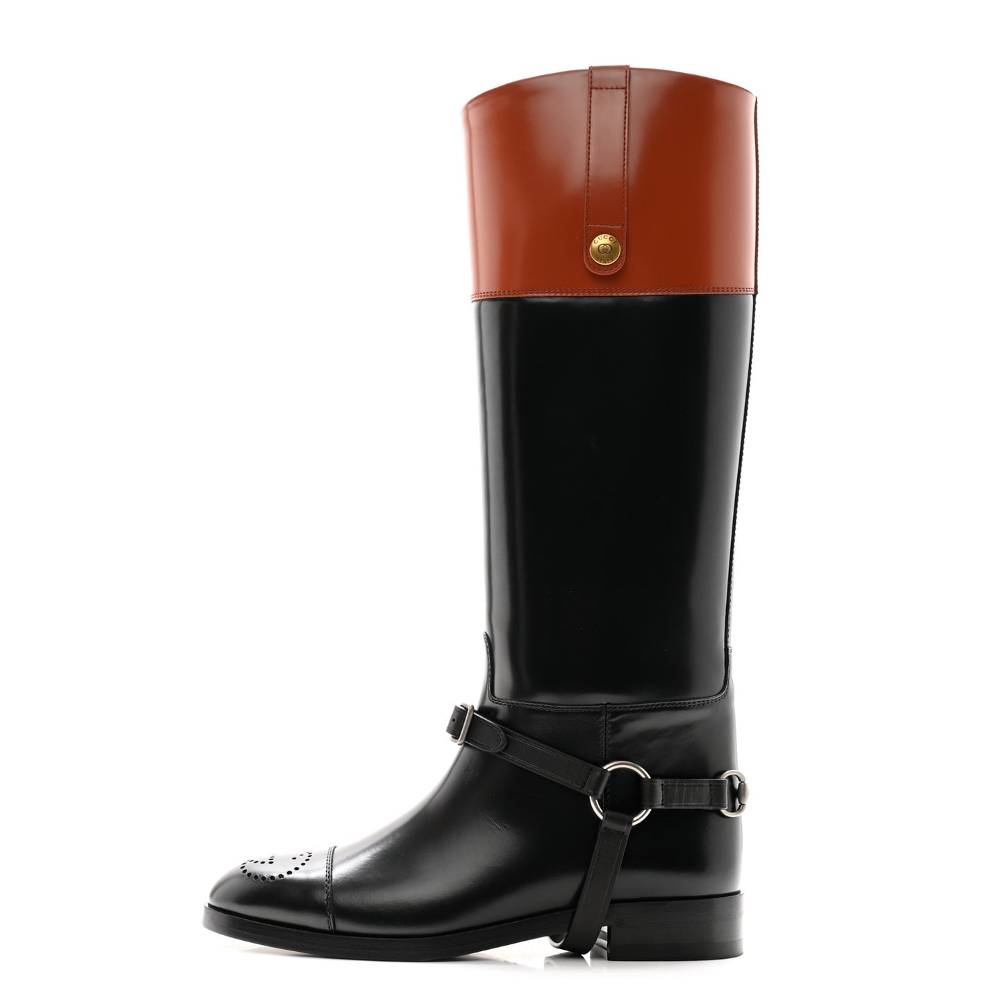 Calfskin Zelda Harness Riding Boots 39 Black Amber