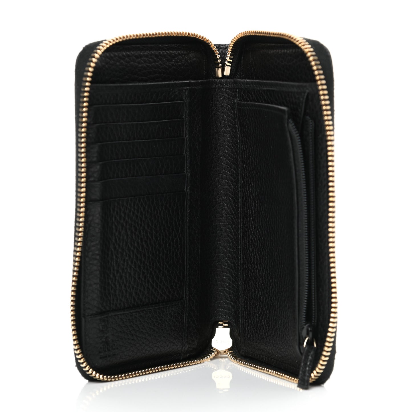 Pebbled Calfskin Medium Soho Zip Around Wallet Black